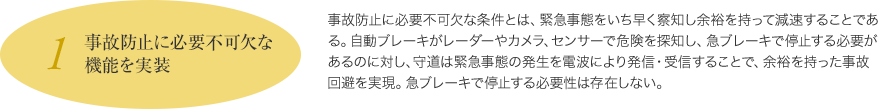 事故防止に必要不可欠な機能を実装